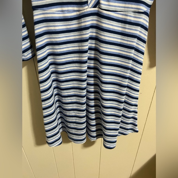 Ultra flirt blue white stripe dress size large brown buttons skater style retro - Picture 5 of 6